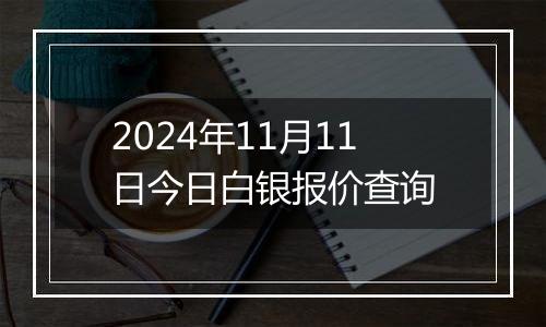 2024年11月11日今日白银报价查询