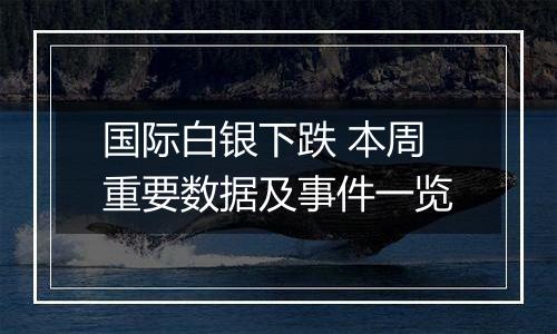 国际白银下跌 本周重要数据及事件一览