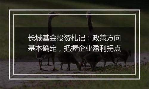 长城基金投资札记：政策方向基本确定，把握企业盈利拐点