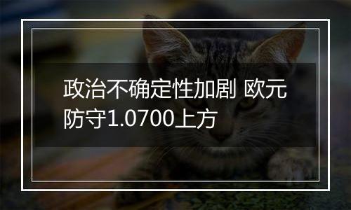 政治不确定性加剧 欧元防守1.0700上方