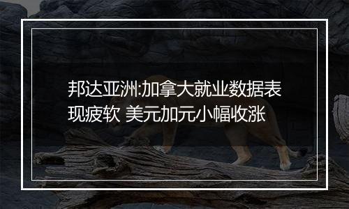 邦达亚洲:加拿大就业数据表现疲软 美元加元小幅收涨