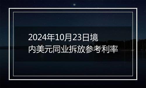 2024年10月23日境内美元同业拆放参考利率