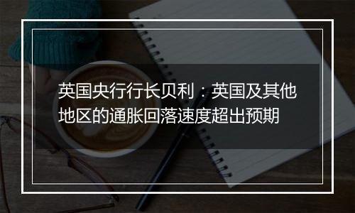 英国央行行长贝利：英国及其他地区的通胀回落速度超出预期