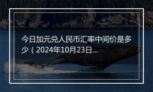 今日加元兑人民币汇率中间价是多少（2024年10月23日）