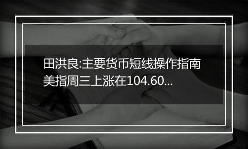 田洪良:主要货币短线操作指南 美指周三上涨在104.60之下遇阻