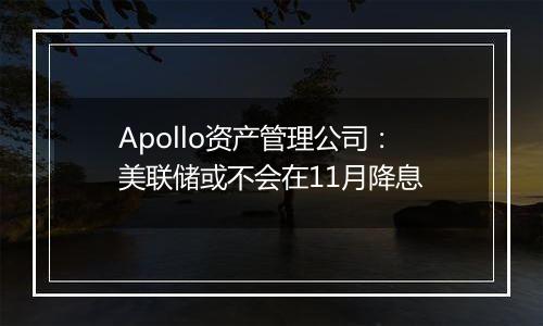 Apollo资产管理公司：美联储或不会在11月降息