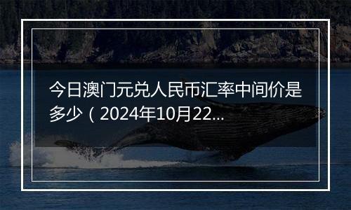 今日澳门元兑人民币汇率中间价是多少（2024年10月22日）