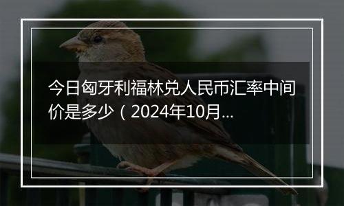 今日匈牙利福林兑人民币汇率中间价是多少（2024年10月22日）