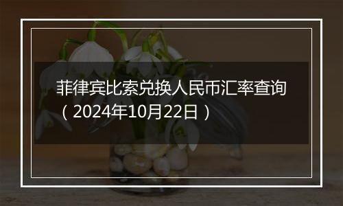 菲律宾比索兑换人民币汇率查询（2024年10月22日）