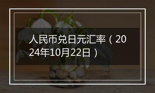 人民币兑日元汇率（2024年10月22日）