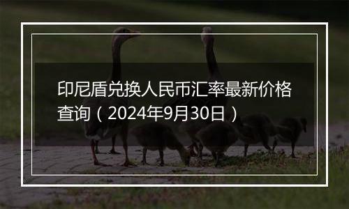 印尼盾兑换人民币汇率最新价格查询（2024年9月30日）