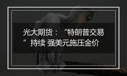 光大期货：“特朗普交易”持续 强美元施压金价