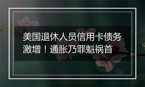 美国退休人员信用卡债务激增！通胀乃罪魁祸首