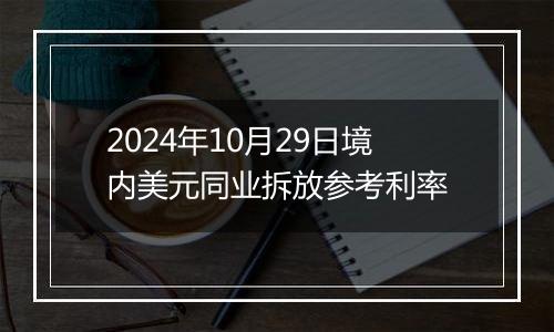 2024年10月29日境内美元同业拆放参考利率