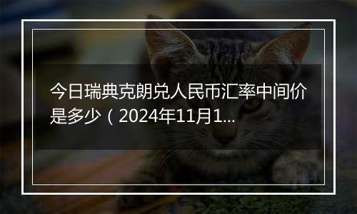 今日瑞典克朗兑人民币汇率中间价是多少（2024年11月12日）