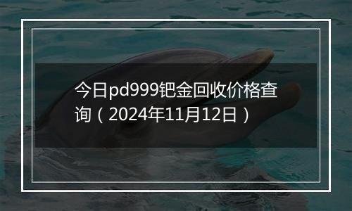 今日pd999钯金回收价格查询（2024年11月12日）