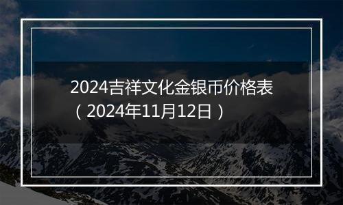 2024吉祥文化金银币价格表（2024年11月12日）