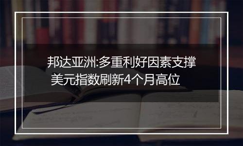 邦达亚洲:多重利好因素支撑 美元指数刷新4个月高位