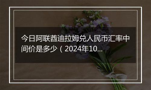 今日阿联酋迪拉姆兑人民币汇率中间价是多少（2024年10月29日）