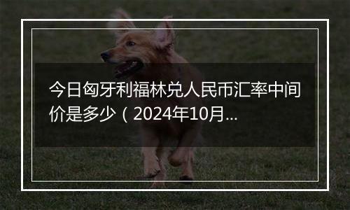 今日匈牙利福林兑人民币汇率中间价是多少（2024年10月29日）