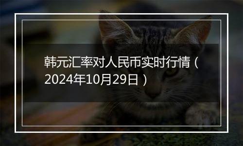 韩元汇率对人民币实时行情（2024年10月29日）