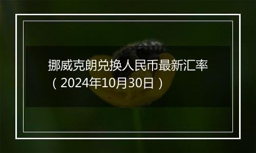 挪威克朗兑换人民币最新汇率（2024年10月30日）