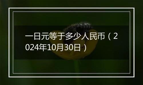 一日元等于多少人民币（2024年10月30日）