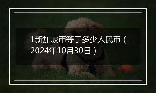 1新加坡币等于多少人民币（2024年10月30日）