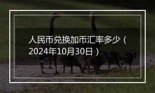 人民币兑换加币汇率多少（2024年10月30日）