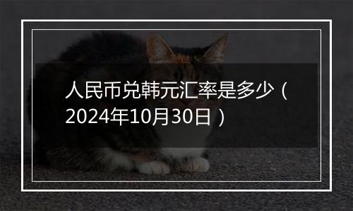 人民币兑韩元汇率是多少（2024年10月30日）