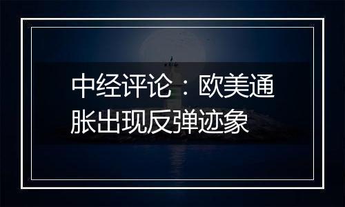 中经评论：欧美通胀出现反弹迹象