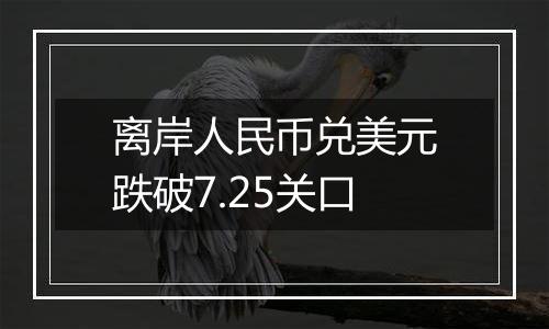 离岸人民币兑美元跌破7.25关口