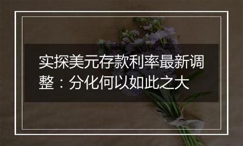 实探美元存款利率最新调整：分化何以如此之大