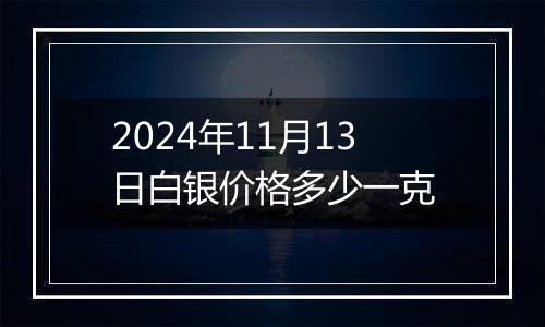 2024年11月13日白银价格多少一克