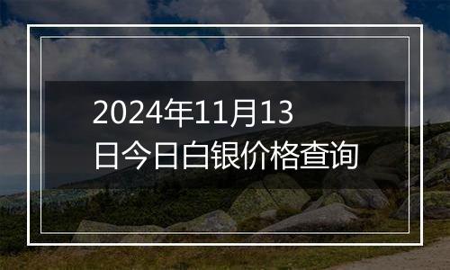 2024年11月13日今日白银价格查询