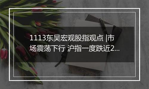 1113东吴宏观股指观点 |市场震荡下行 沪指一度跌近2% 人民币汇率承压