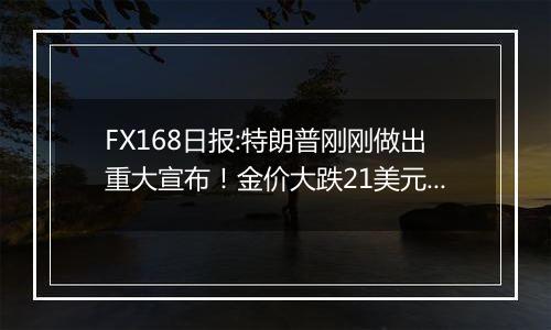 FX168日报:特朗普刚刚做出重大宣布！金价大跌21美元的原因在这 这一幕恐让美联储暂停降息