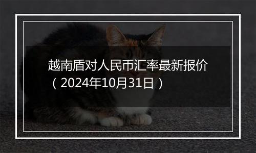 越南盾对人民币汇率最新报价（2024年10月31日）