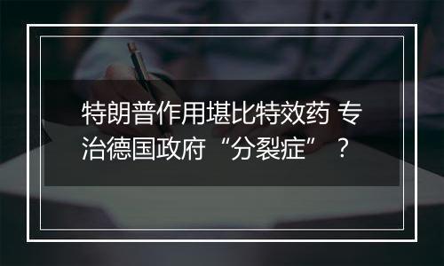 特朗普作用堪比特效药 专治德国政府“分裂症”？