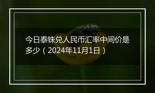 今日泰铢兑人民币汇率中间价是多少（2024年11月1日）