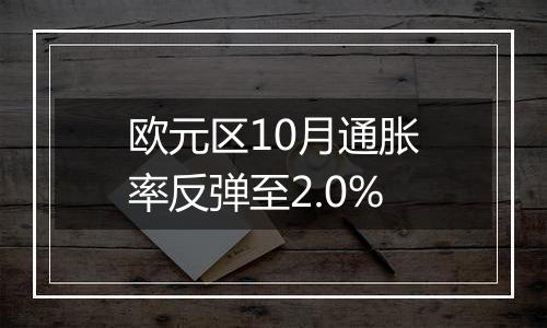 欧元区10月通胀率反弹至2.0%