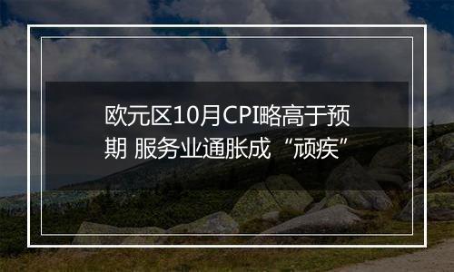 欧元区10月CPI略高于预期 服务业通胀成“顽疾”