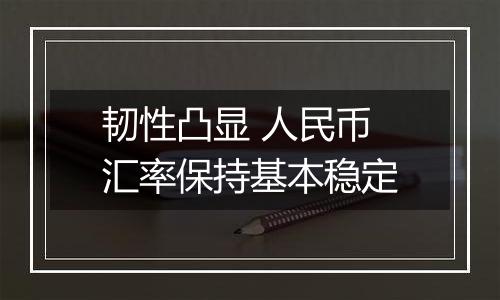 韧性凸显 人民币汇率保持基本稳定