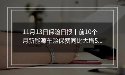 11月13日保险日报丨前10个月新能源车险保费同比大增53%，前11月险企增资发债近1100亿元！