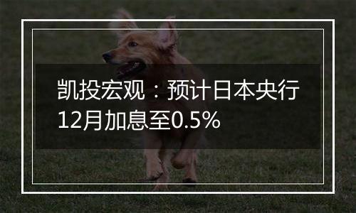 凯投宏观：预计日本央行12月加息至0.5%