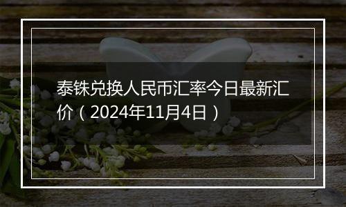 泰铢兑换人民币汇率今日最新汇价（2024年11月4日）