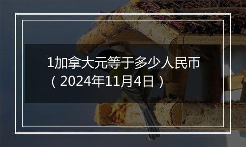 1加拿大元等于多少人民币（2024年11月4日）