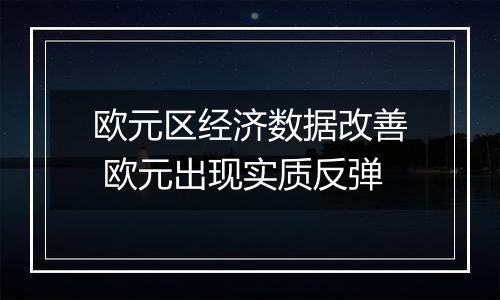 欧元区经济数据改善 欧元出现实质反弹