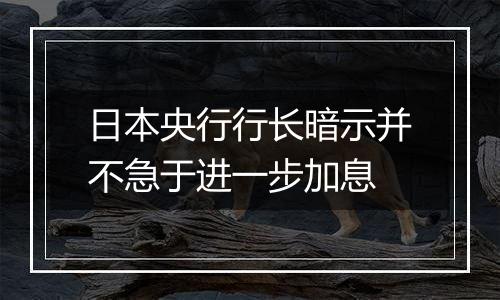 日本央行行长暗示并不急于进一步加息