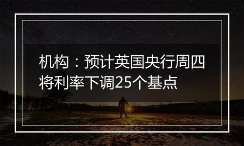 机构：预计英国央行周四将利率下调25个基点